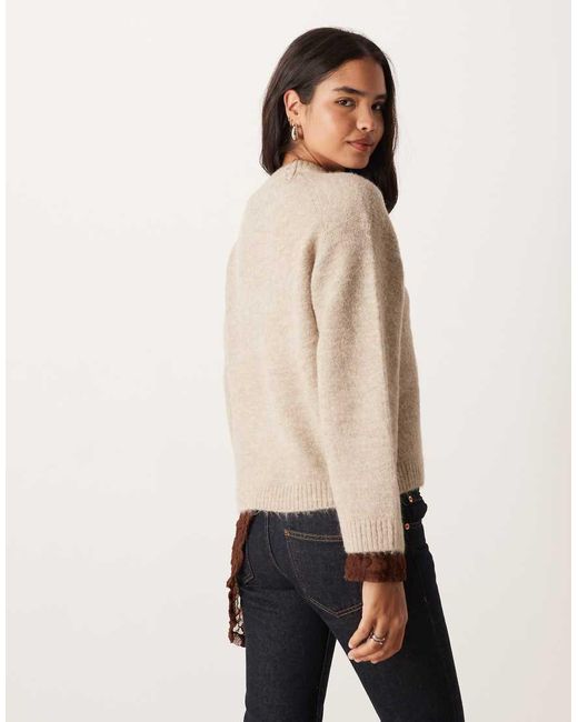 Gina Tricot Brown Crew Neck Knitted Wool Alpaca Sweater