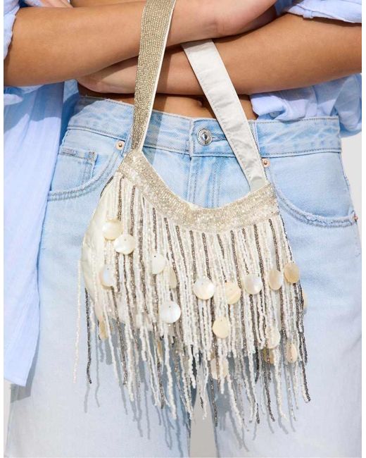 Stradivarius Metallic Beaded Shoulder Bag