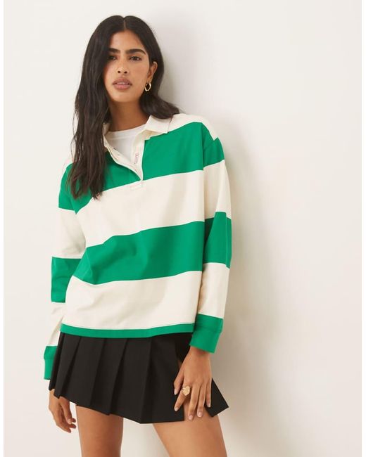 Gant Green Striped Rugby Polo Sweatshirt