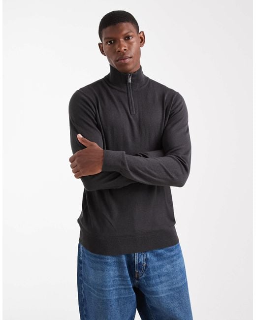 Threadbare Blue 1/4 Zip Jumper for men