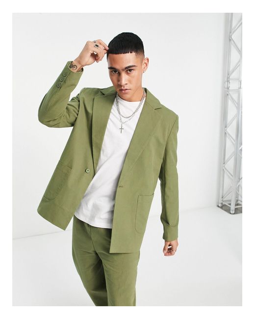 Blazer d'ensemble estival ajusté et décontracté - kaki Reclaimed (vintage) pour homme en coloris Green