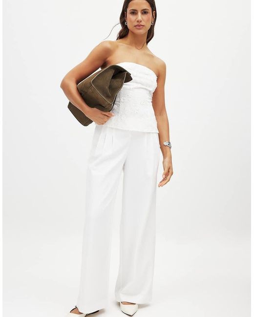 NA-KD White Embroidered Bandeau Top