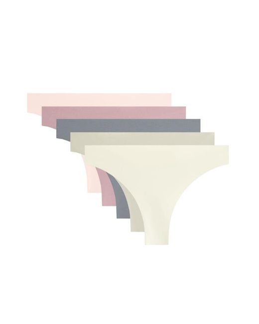 Oysho White 5 Invisible Laser-Cut Polyamide Blend Thongs