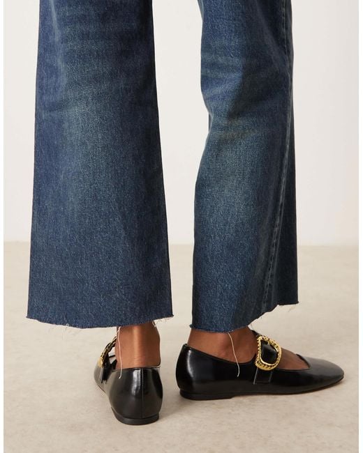 ASOS Blue Linton Square Toe Mary Jane Ballet Flats