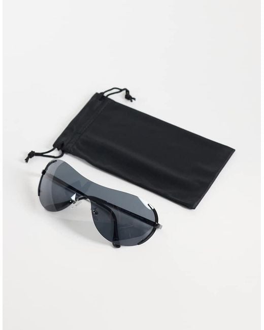 ASOS Blue Rimless Wrap Sunglasses