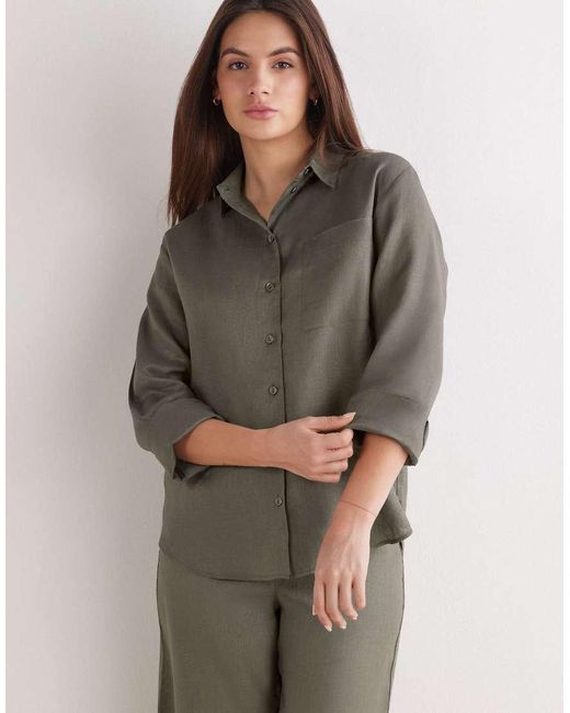 Intimissimi Gray The Pure Linen Plain-Weave Linen Shirt