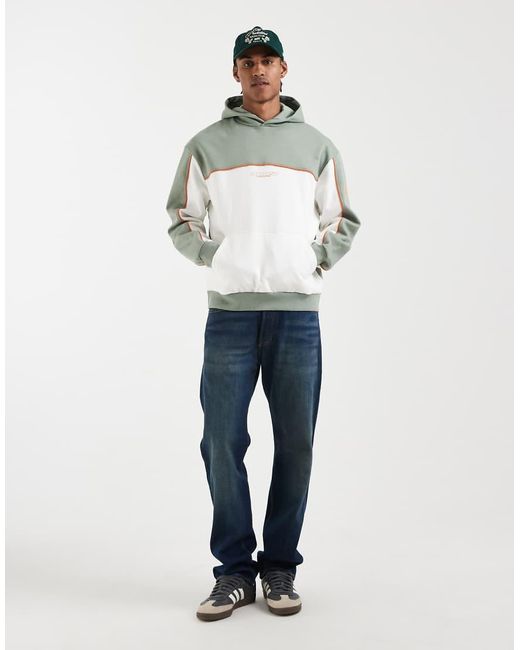 ASOS Gray Relaxed Fit Printed Hoodie With Cut And Sew Panels for men