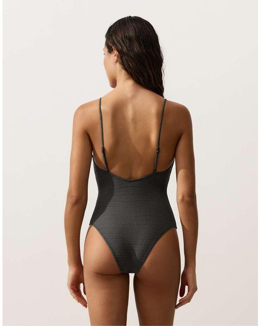 Oysho Black Faded Effect Jacquard Swimsuit