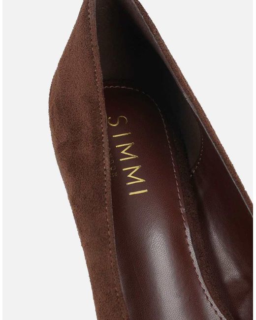 SIMMI Brown Sid Suede Court Shoes