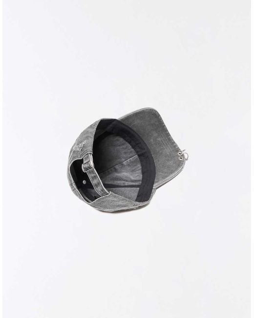 Bershka Gray Washed Effect Patch Cap for men