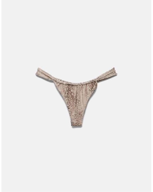 Pull&Bear Brown Gathered Print Bikini Bottoms