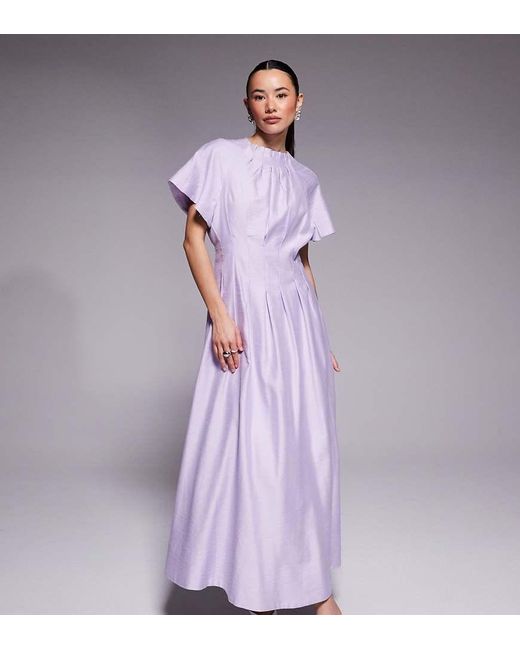 Forever New Purple Flutter Sleeve Midaxi Dress