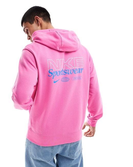 Sudadera con capucha y estampado gráfico en la espalda Nike de hombre de color Pink