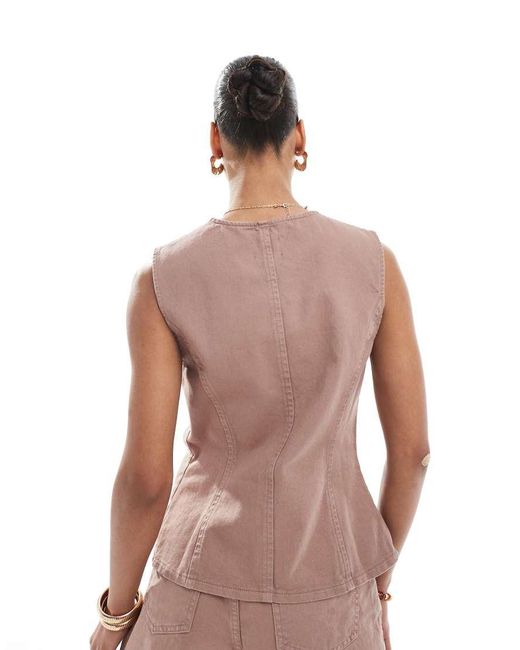 ASOS Brown Denim Cami Waistcoat Co-ord