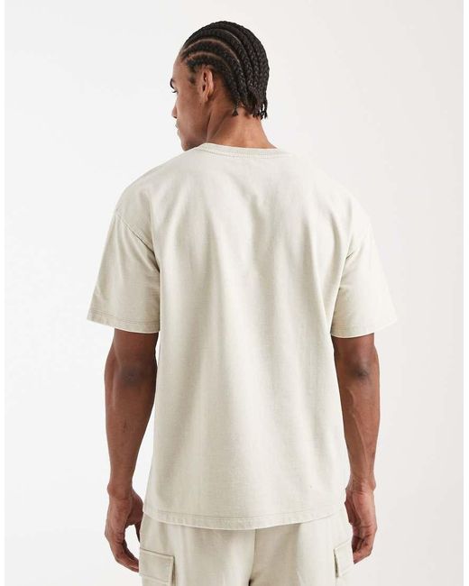 New Look Natural Co-ord Oversized Washed T-shirt for men