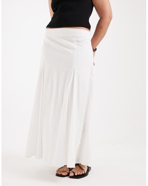ASOS White Asos Design Curve Cotton Godet Maxi Skirt