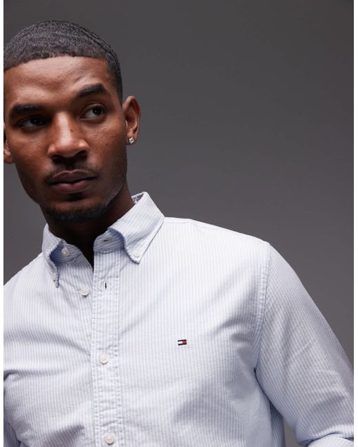 Tommy Hilfiger – langärmliges oxford-hemd mit en streifen in Gray für Herren