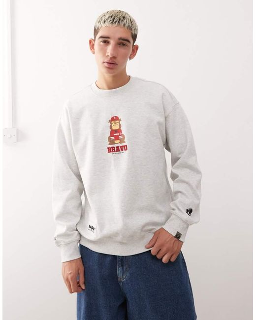 Aape By A Bathing Ape Sweater Met Ronde Hals En Teamprint Op De Rug in het White voor heren