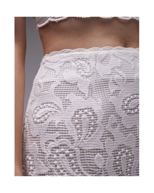 Falda midi blanco con detalle TOPSHOP de color Gray