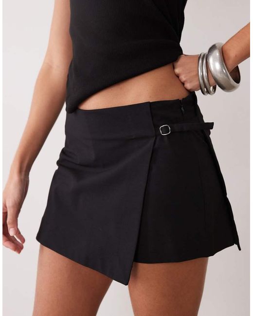 Mango Black Buckle Detail Mini Skort