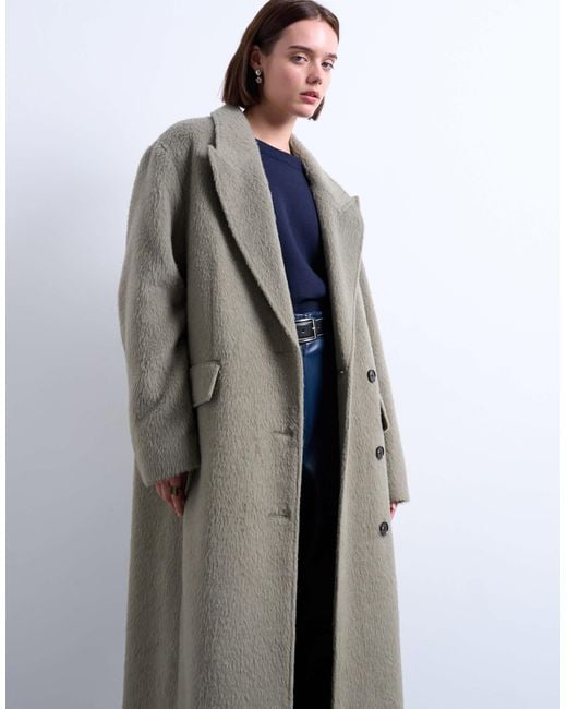 TOPSHOP Black 3 Button Brushed Coat With Wool