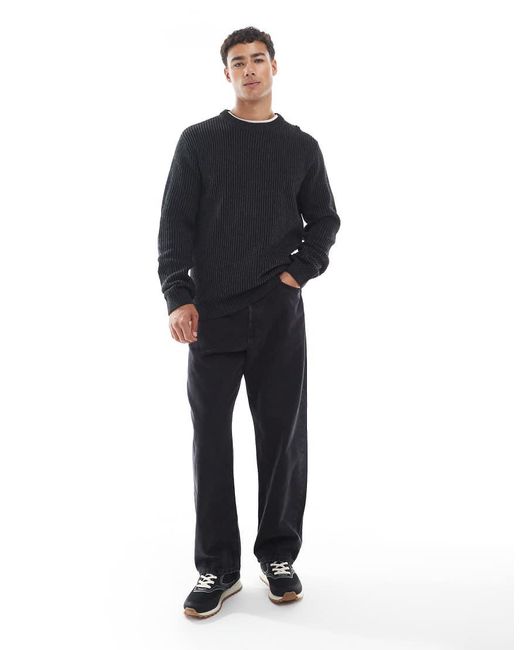 Jack & Jones Blue Oversized Thick Ribbed Jumper for men