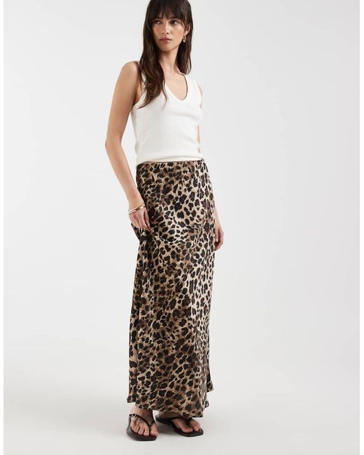 ONLY Brown Satin Maxi Skirt