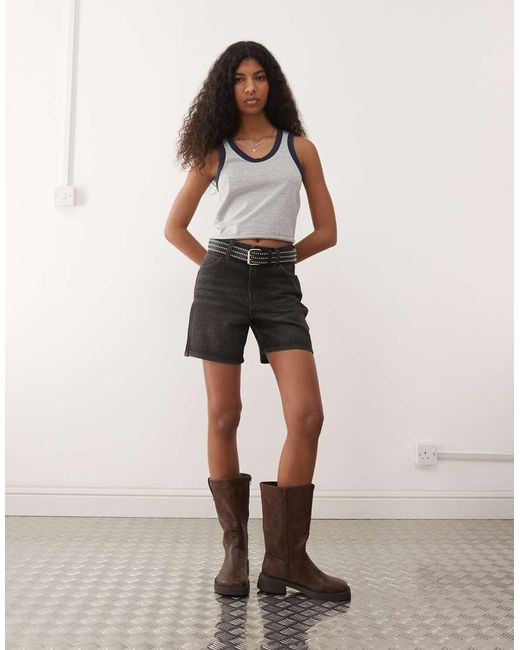 Collusion Gray Vest Top With Contrast Binding
