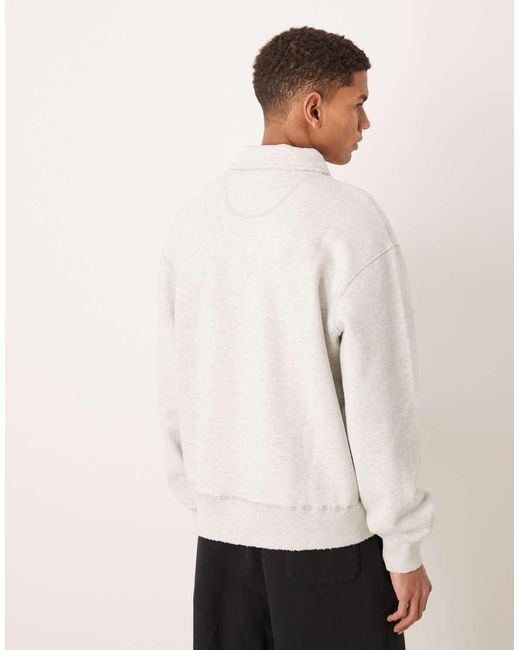 Abercrombie & Fitch White Running Club Graphic Half Zip Sweatshirt for men