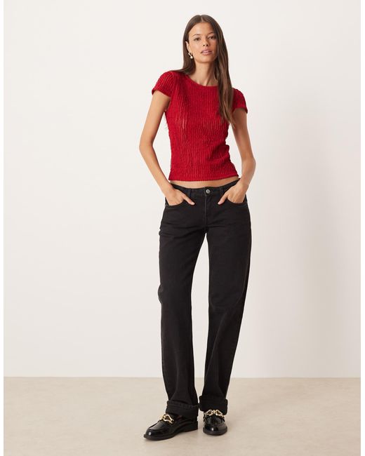 ASOS Red Textu Ruffle Baby Tee