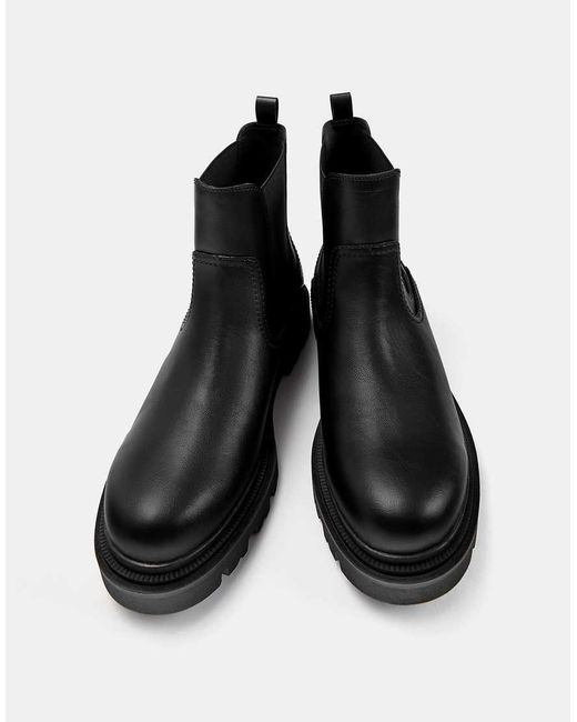 Pull&Bear Black Chelsea Boots for men