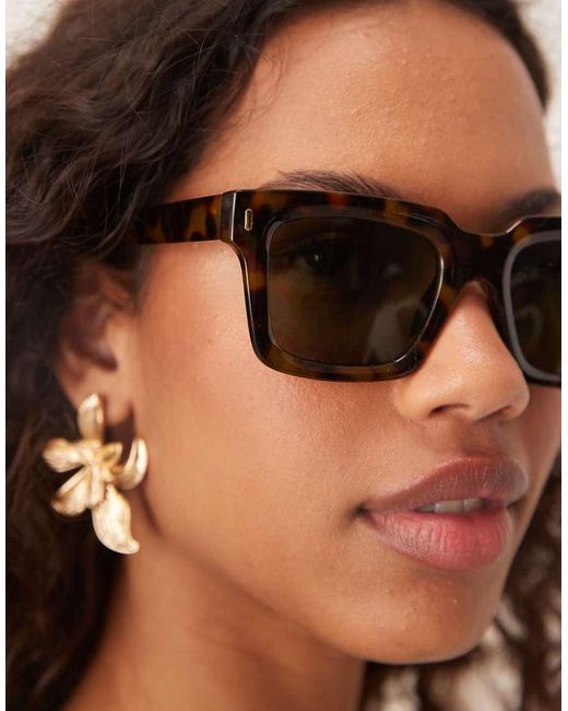 Occhiali Da Sole Squadrati Tartarugati Con Montatura Spessa di ASOS in Brown