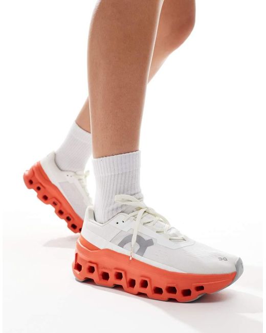 On Shoes White On Cloudmonster Running Trainers