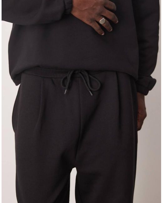 Joggers Negros De Pernera Recta Con Pinzas De (Parte De Un Conjunto) ASOS de hombre de color Black