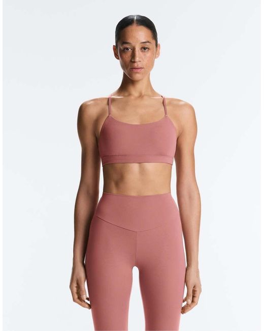 Oysho Pink Comfortlux Light-support Sports Bra With Crossover Straps