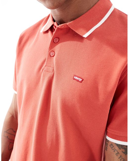 Levi's Red Batwing Logo Tipped Pique Polo for men