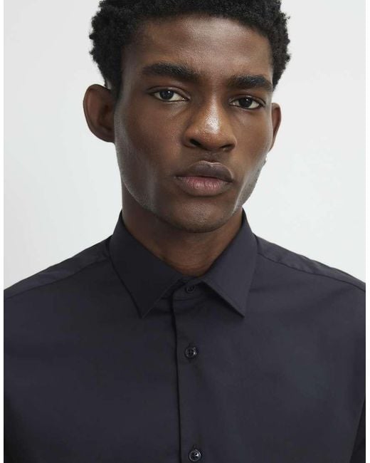 River Island Blue Muscle Fit Short Sleeve Shirt for men