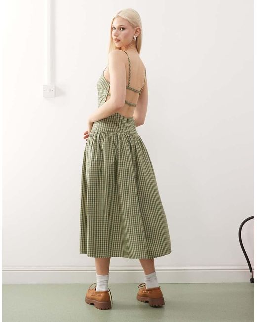 Collusion Green Scoop Neck Drop Waist Maxi Dress