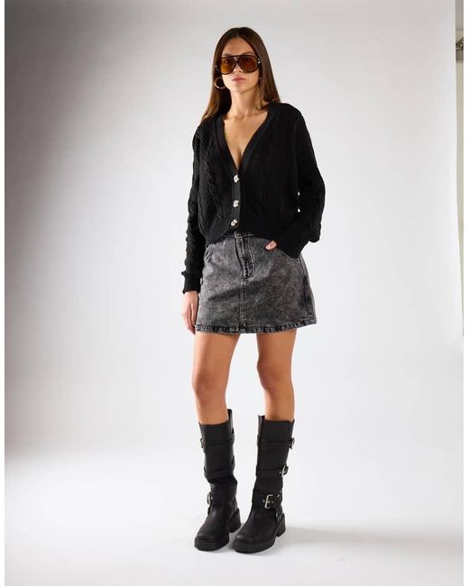 Glamorous Black Button Down Cable Knit Cardigan