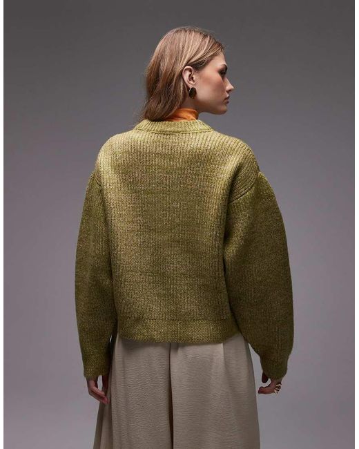 ASOS Green Fluffy Knitted Crew Jumper