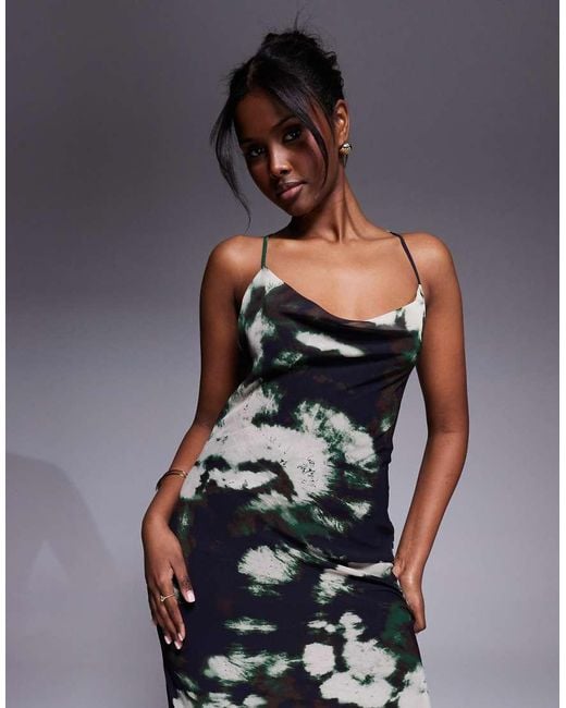 ASOS Blue Bias Strappy Cross Back Maxi Dress