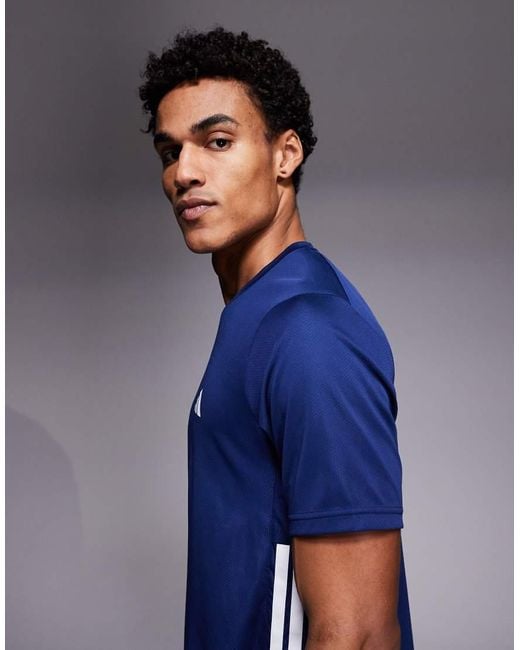 Adidas Originals Blue Adidas Training Essentials T-shirt With Three Stripes for men