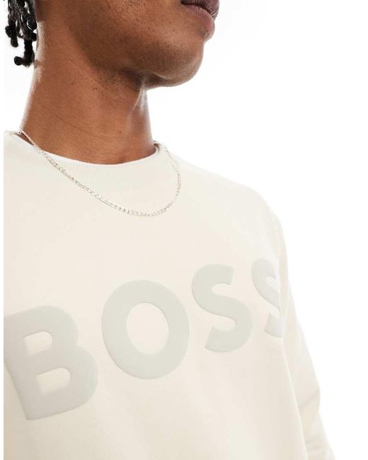 Boss White Chest Logo Sweatshirt for men