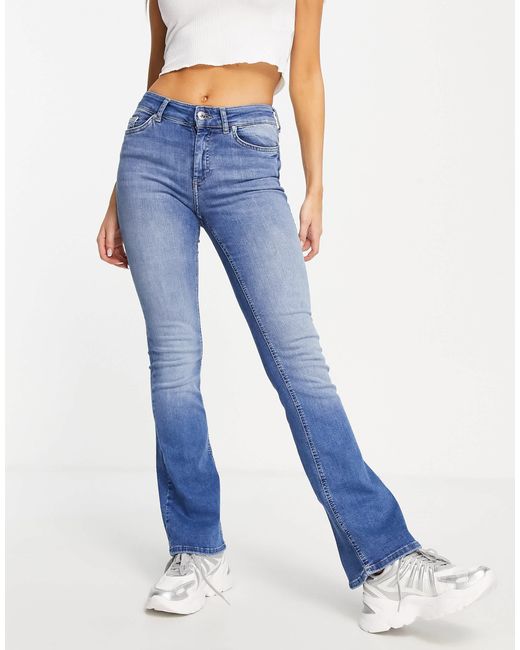 ONLY Blue Blush Mid Waist Flared Jeans