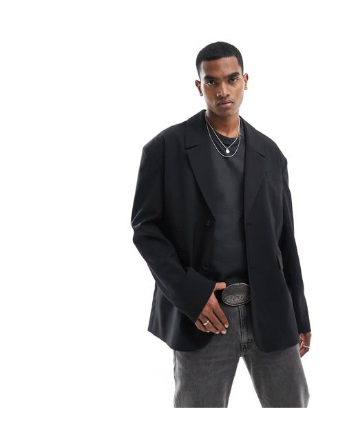 Weekday Black Eman Oversized Blazer for men