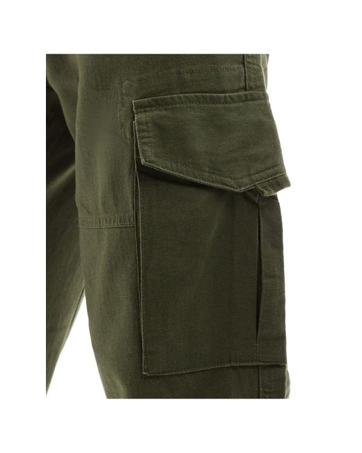 Only & Sons Green Linen Mix Tapered Cargo Trouser for men