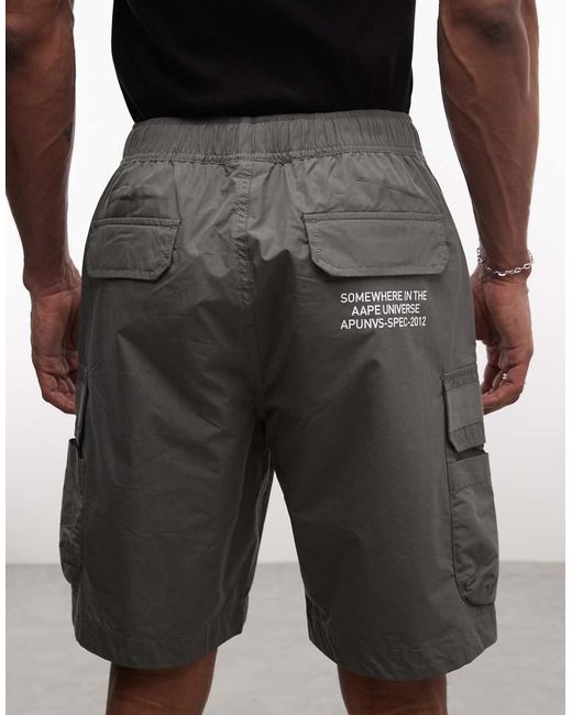 Aape By A Bathing Ape Gray Aape By A Bathing Ape Cargo Shorts for men