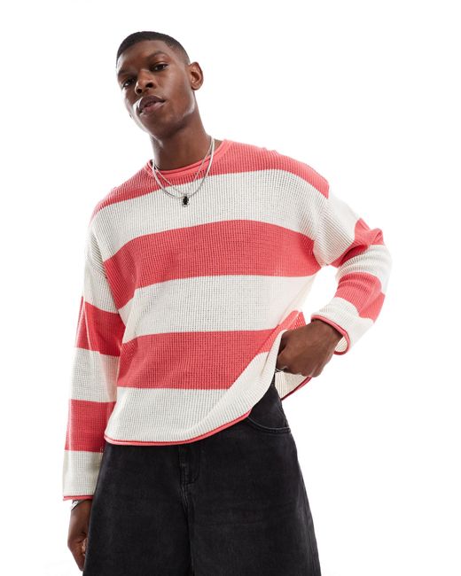 Cotton On Red Relaxed Long Sleeve Knit Jumper for men