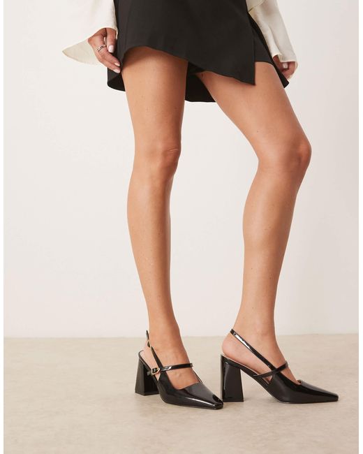 Raid Natural Siya Block Heeled Shoes With Pointed Toe