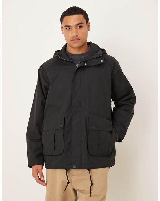 Barbour Black Re-Engineered Hooded Wading Spey Showerproof Jacket for men